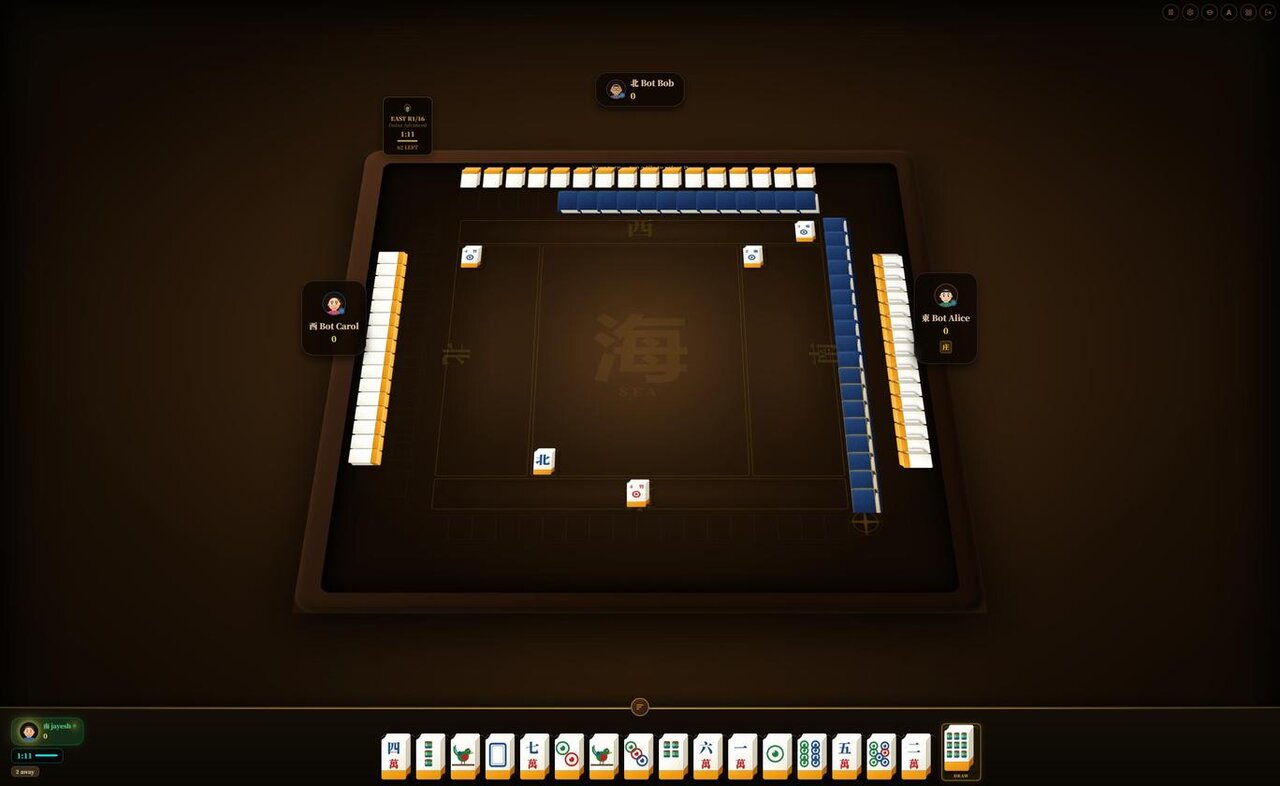 Mahjong Dubai in-game view with 3D table